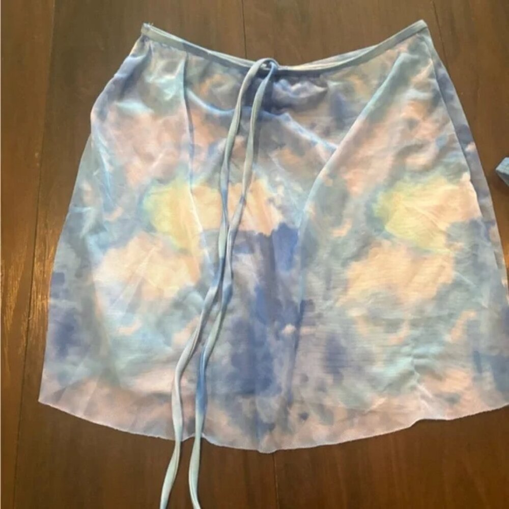 Blue Tie-Dye Sky Cloud Pattern Bikini Set With Me… - image 8